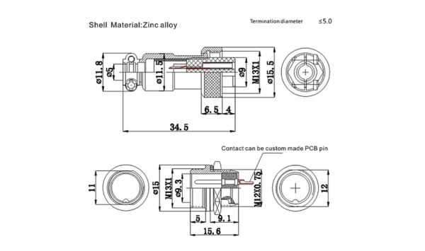 GX12-3 Aviation Connector (3-Pin) – Male and Female Pair - Image 5