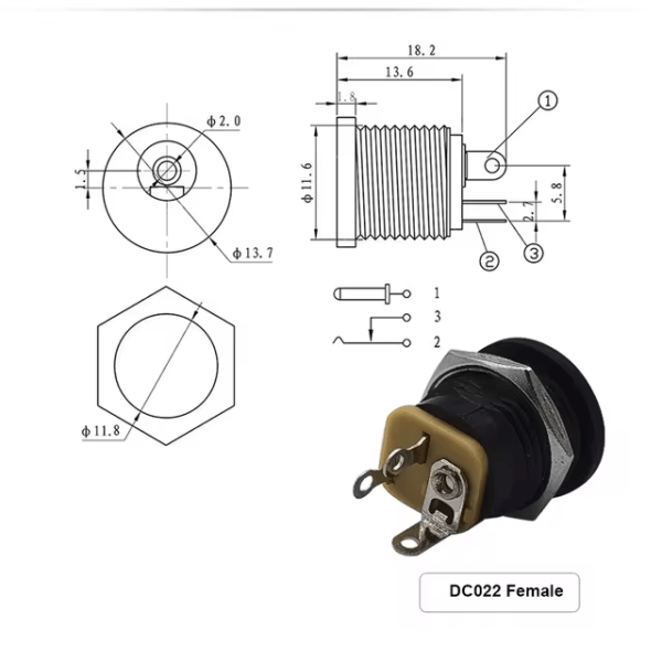 DC Power Jack – 2.5mm Inner / 5.5mm - Image 3
